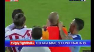 Indian Super League Kolkata vs Mumbai semis ends in ugly spat [upl. by Eikkin]