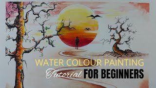 Water colour painting tutorial  landscape painting  for beginners [upl. by Sudderth681]