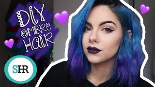 How To DIY OMBRE HAIR in Blue amp Purple [upl. by Llednohs]