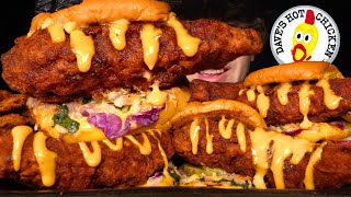 ASMR MUKBANG DAVES HOT CHICKEN BURGERS CHICKEN NUGGETS amp FRENCH FRIES  WITH CHEESE amp MAC amp CHEESE [upl. by Hsinam]