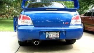 2005 STi Invidia Catless Downpipe  3 inch resonatorless intermediate  STOCK STi axleback muffler [upl. by Ashli]