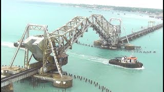 Pamban Rail Bridge Rameshwaram Opens up for Ship Crossing [upl. by Eilloh]