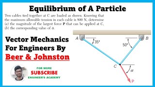 Determine the magnitude of the largest force P  Equilibrium of a Particle  Engineers Academy [upl. by Zilada]