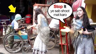 Sara Ali Khan SHOUTS On Media For Filming Her While HELPING Poor People Outside Temple In Mumbai [upl. by Nomyaw182]