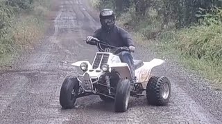 YAMAHA BANSHEE RAW RAIN RIDING 💨😨 wheelies drifting PURE banshee sounds [upl. by Enelav]