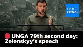 🔴 UNGA second day speeches of Zelenskyy and Macron  euronews 🇬🇧 [upl. by Milak858]