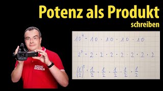 Potenz als Produkt schreiben  Potenzschreibweise  Mathematik  Lehrerschmidt [upl. by Dannica]