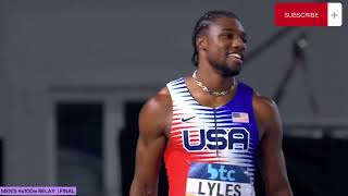 Mens 4x100m Relay Final  Noah Lyles In A Blistering Finish For USA [upl. by Sadnalor]