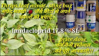 Use of imidacloprid इमिडाक्लोप्रिड  178  SL to controls thrips  beetles sting bug etc [upl. by Annibo338]