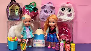 Back to school shopping  Elsa amp Anna toddlers  Barbie dolls  backpack  lunch bag supplies [upl. by Notelrahc]