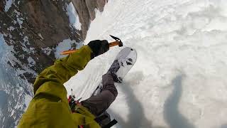 Notch Couloir Climb and Snowboard Descent  Longs Peak [upl. by Nahgem]