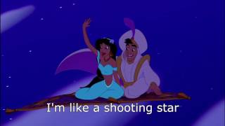 Disney Cartoon Music A Whole New World Lyrics Aladdin 1 [upl. by Dore]