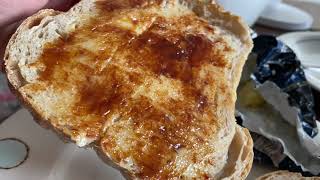 Breakfast Marmite and Isigny SainteMere salted Normandy butter on bakery sourdough toast [upl. by Lyn81]