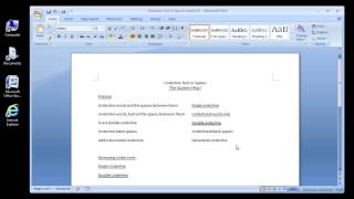 Microsoft Word 2007 Underline Text or Spaces [upl. by Annonyw]