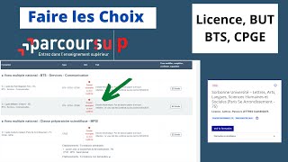 Comment faire les choix sur parcoursup  Choix en Licence BTS CPGE BUT Formuler ses vœux [upl. by Trudie133]