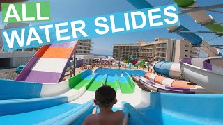 SplashWorld Tofinis  All Water Slides Cyprus Ayia Napa Water Park  2023 4K [upl. by Kironde472]