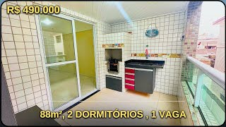 APARTAMENTO COM 2 DORMITÓRIOS NA GUILHERMINA  PRAIA GRANDE [upl. by Sherwynd]