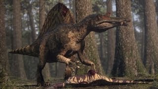 Spinosaurus vs Carcharodontosaurus  The balance of power  Planet Dinosaur  BBC [upl. by Wulf]