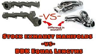 Stock Exhaust manifolds VS BBK Equal Length Headers SOUND DIFFERENCE [upl. by Rubin]