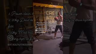 105kg Power clean  20kg Dead Kettlebell swing 12kg Med ball throw  For powerful hips motivation [upl. by Anua367]