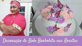 DECORAÇÃO DE BOLO BORBOLETA NAS ROSETAS [upl. by Epilihp145]