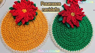 😍 Crochet Navideño 😍 Lindos posavasos tejidos a ganchillo patrón navideño paso a paso [upl. by Gine]