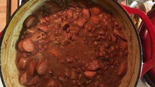 OLD SCHOOL RED BEANS AND RICE WITH SMOKED HAM HOCKS AND SAUSAGE [upl. by Ecirum32]