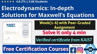 Electrodynamics Indepth Solutions for Maxwell’s Equations  Coursera all week16 quiz answers [upl. by Enyrb]