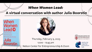 When Women Lead  A virtual conversation with author Julia Boorstin [upl. by Ijok]