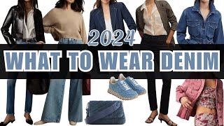 What To Wear Denim Styles For Spring 2024  Denim Jeans Jackets Handbags and Shoe Trends [upl. by Sansbury]