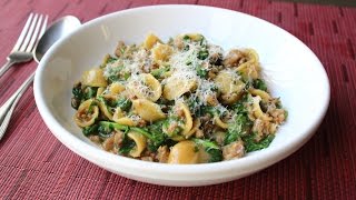 “One Pan” Orecchiette Pasta with Sausage and Arugula  How to Cook Pasta amp Sauce in One Pan [upl. by Baptista]