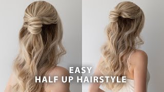 Easy Half Up Half Down Hair Tutorial 💗 Prom Bridal Wedding Hairstyle for Medium  Long Hair [upl. by Brooks484]