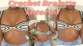 how to Crochet Bralette Tutorial  Crochet Crop Top [upl. by Bing839]