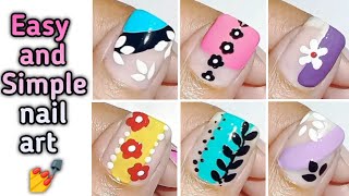 Simple and easy nail art designs at home 💅  Nail Art for beginners [upl. by Cyd]