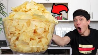 Potato Chip Challenge 4 Large Bags PAINFUL [upl. by Ecirtahs]