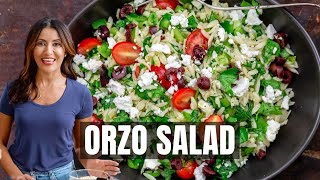 Easy 20 Minute Mediterranean Orzo Salad [upl. by Aynas]