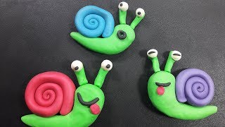 How to make snail clay modelling for kids Making colourful animal shapes from clay [upl. by Nnorahs]