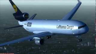 Lufthansa Cargo MD11 landing Don Muang [upl. by Euqinitram444]