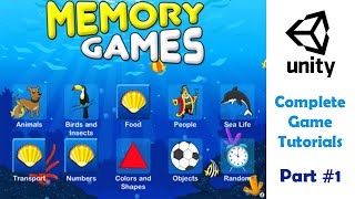 Memory Game Unity Part 1  Brain Game  Picture Match  Unity Game Tutorial [upl. by Avrenim]