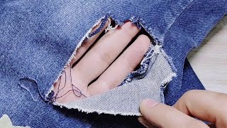 Teach yourself amazing sewing skills to repair holes in jeans in an interesting way [upl. by Mariana]