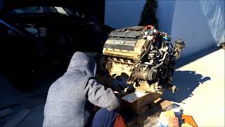 BMW 7 series e38 big v8 engine  gearbox pulled out without hoist [upl. by Tica332]