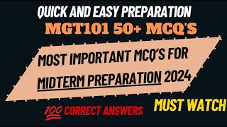 MGT101 MIDTERM PREPARATION 2024 50 IMP MCQS  MGT101 midtermpreparation2024 midtermpreparation [upl. by Oehsen]