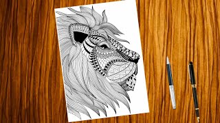 🐅Tiger Mandala Art for beginners  Zentangle Art  Mandala Art  How To Doodle Art  Vartistica [upl. by Nonnerb]