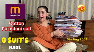 HUGE Meesho Cotton Pakistani Suit Haul🤩 [upl. by Otanod]