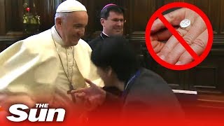 Pope Francis refuses to let Catholics kiss his ring [upl. by Mar]