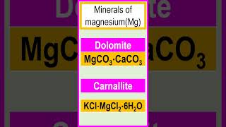 Minerals of magnesium Mg such as dolomite carnallite magnesite and epsom salt chemistry [upl. by Blythe227]