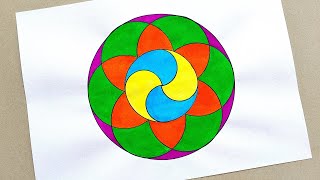 How to Draw a Geometric Circle Pattern step by step in easy way  Geometric Circle Art  Mandala [upl. by Aivlis]