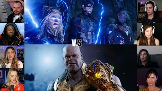 Thanos vs Big Three  Avengers  Endgame  Reaction Mashup  avengers [upl. by Mehalek239]