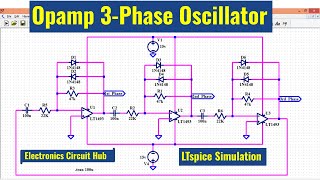 LTSpice opamp 3phase oscillator  Simulation [upl. by Maguire635]