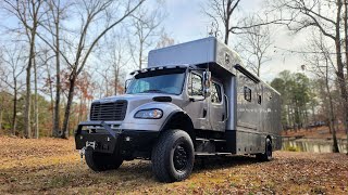 2019 Freightliner M2 Crewcab Doka 4x4 with Showhauler Motorhome Conversion [upl. by Sedecrem]